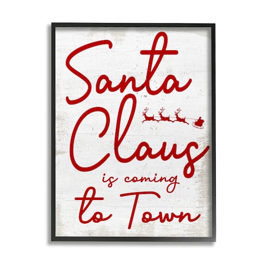 Stupell Industries Santa Claus Coming to Town Phrase Framed Giclee Art
